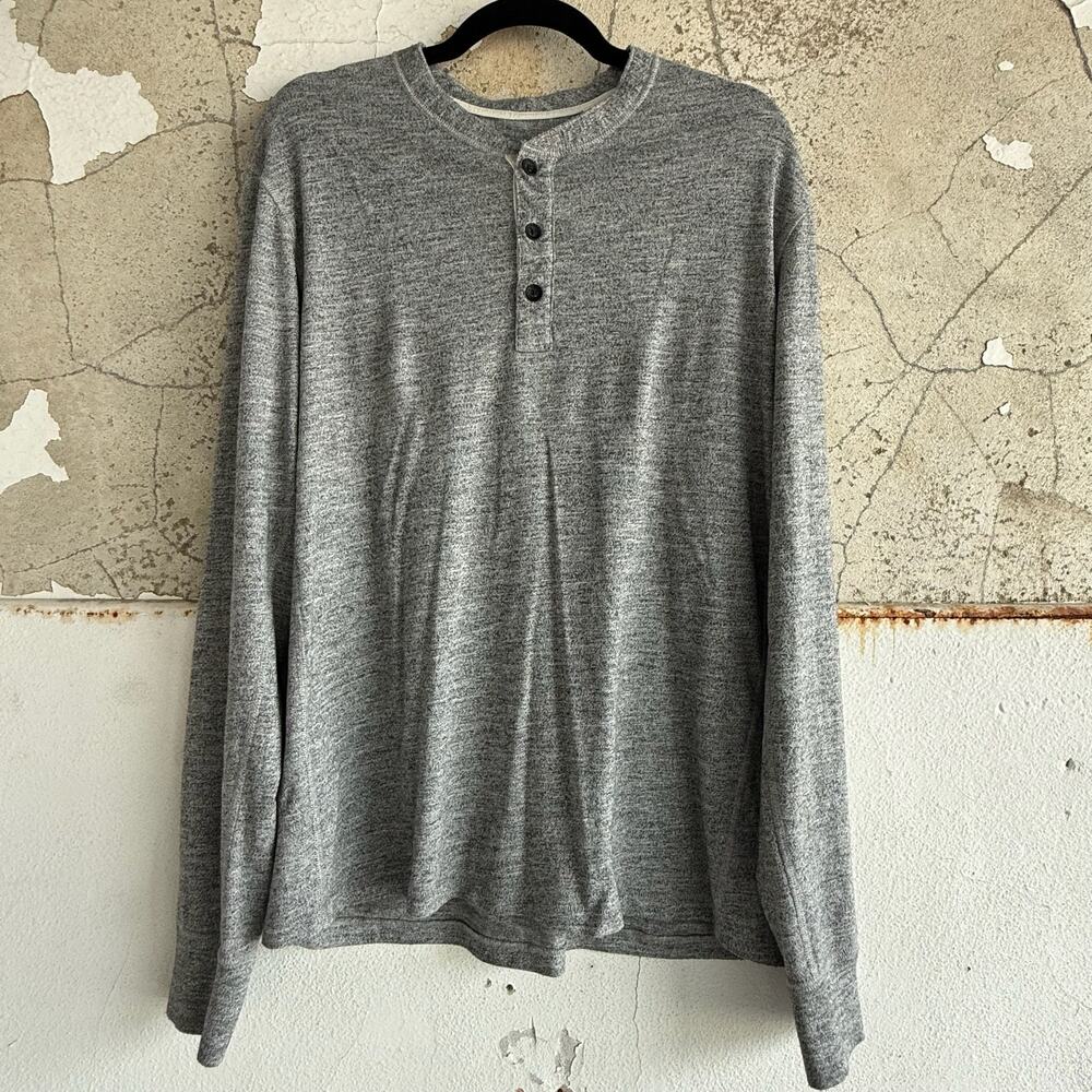 Rag And Bone Henley Long Sleeve Top Mens XL Gray‎ Minimalist Classic Cotton